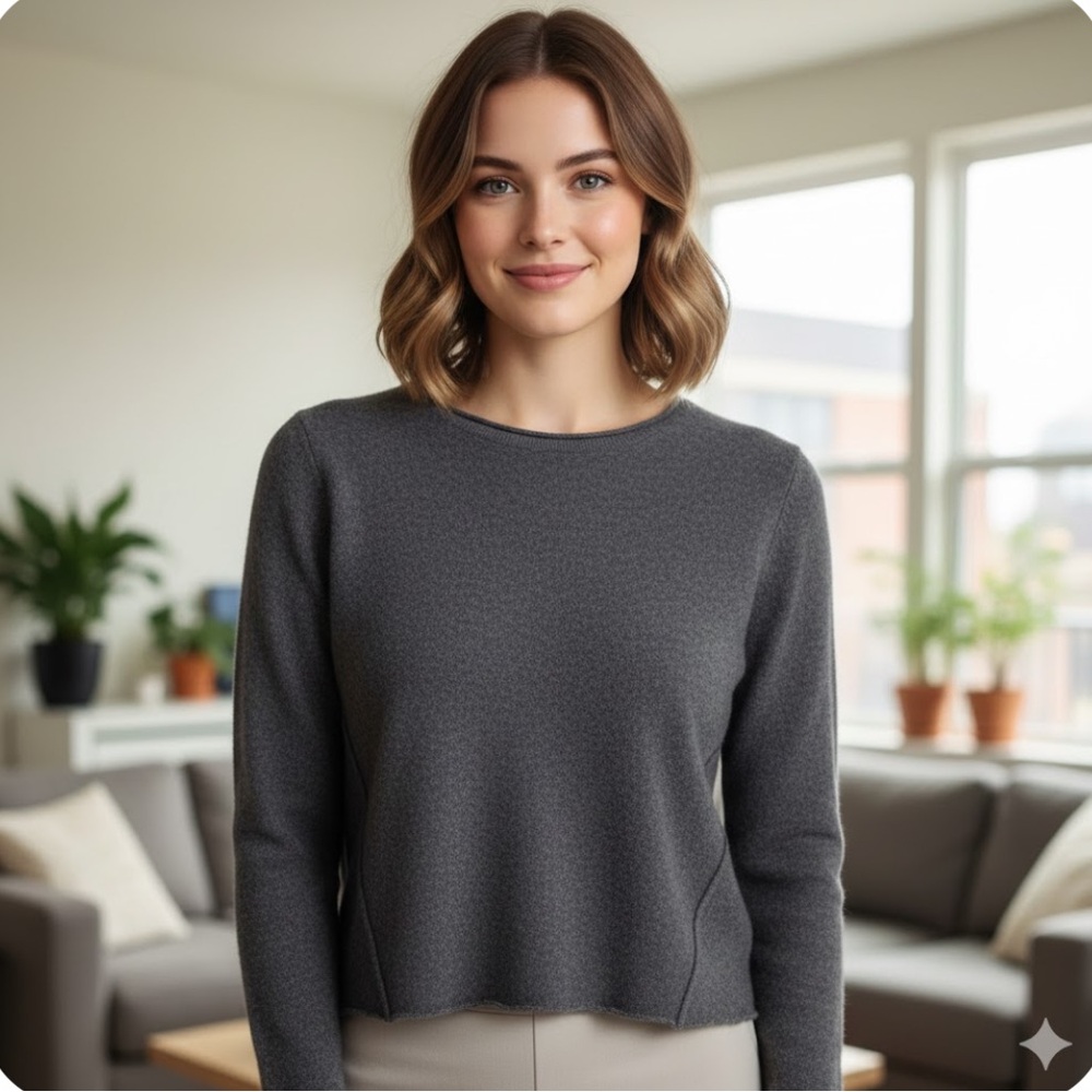 360 Cashmere Charcoal Knit Top